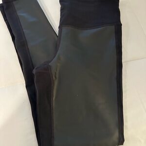 Athleta Small Black Leggings. Leather look on one side and cotton on the other.